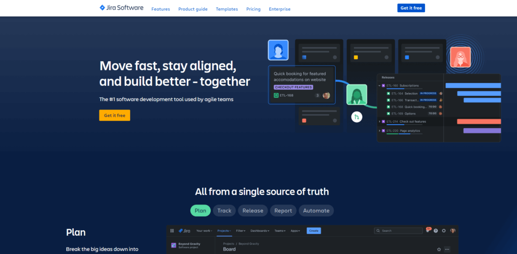 Jira Software dashboard showcasing Agile project management features.