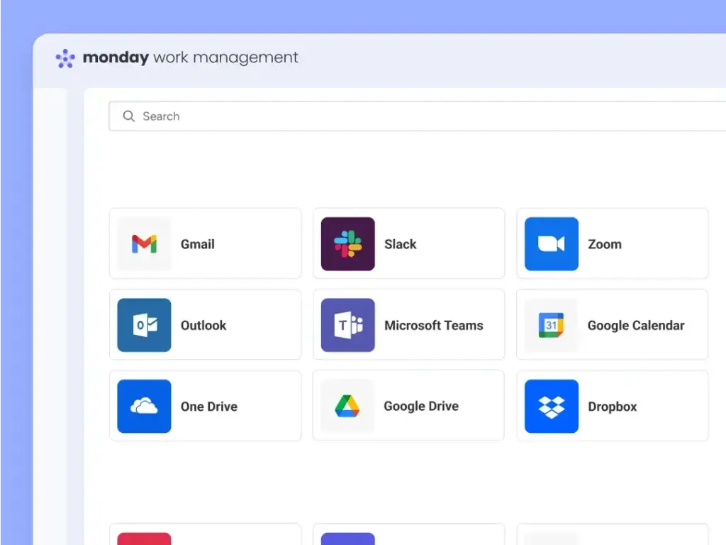 Monday.com integrations with Gmail, Slack, Zoom, and more.