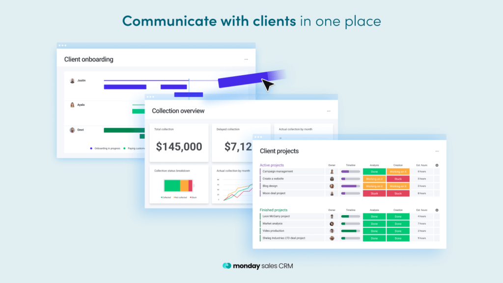 monday CRM customizable dashboards for client and project management. customizable dashboards for client and project management.