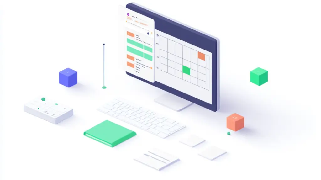A 3D digital Shared calenda interface with task scheduling.