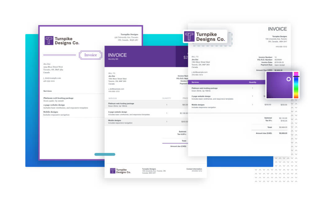 Customizable invoice templates in accounting software