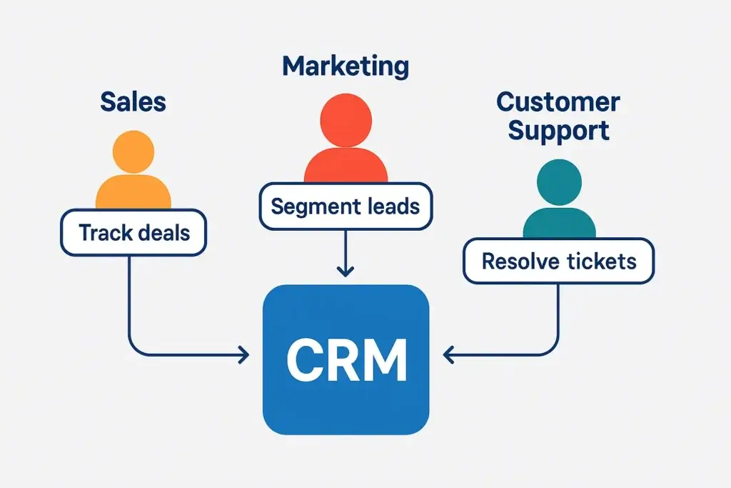 CRM benefits across sales, marketing, and customer support teams