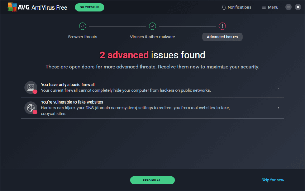 AVG scan reveals advanced security issues