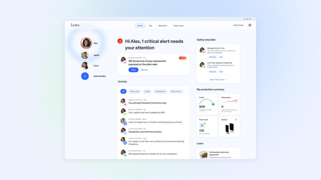 Aura Antivirus Dashboard