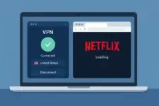 VPN for streaming connected to US server with Netflix streaming in browser