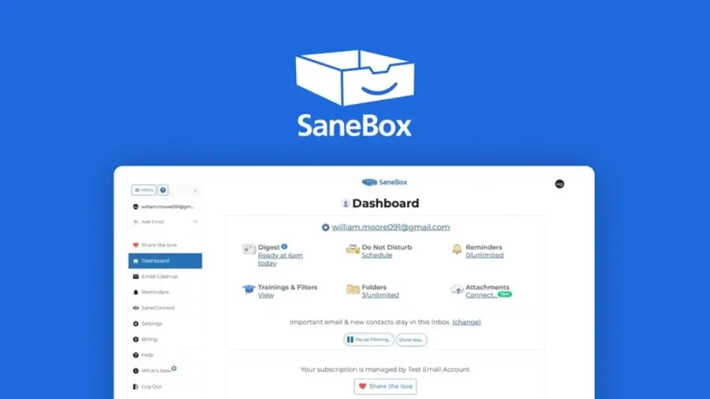 SaneBox home page