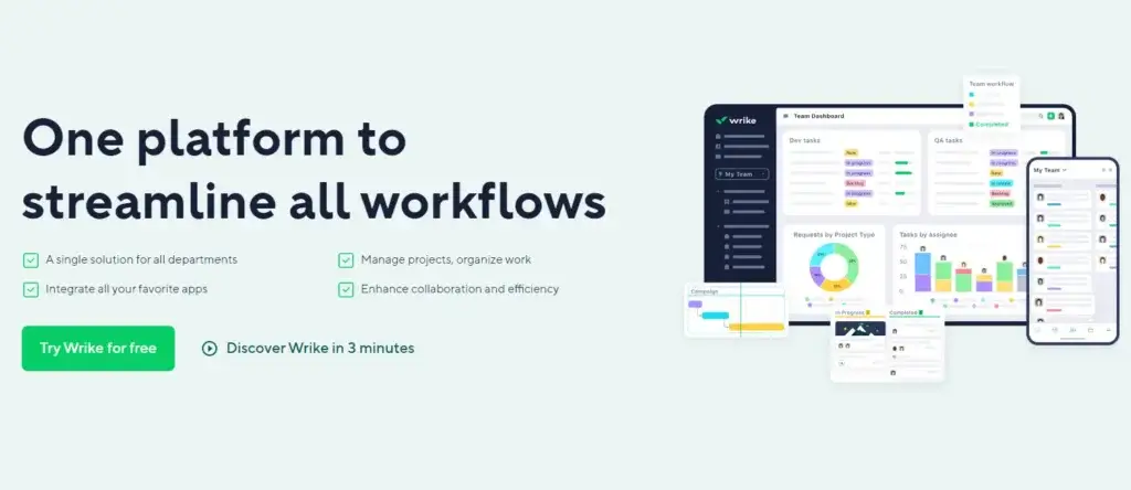 Wrike platform overview with workflow management and team collaboration tools