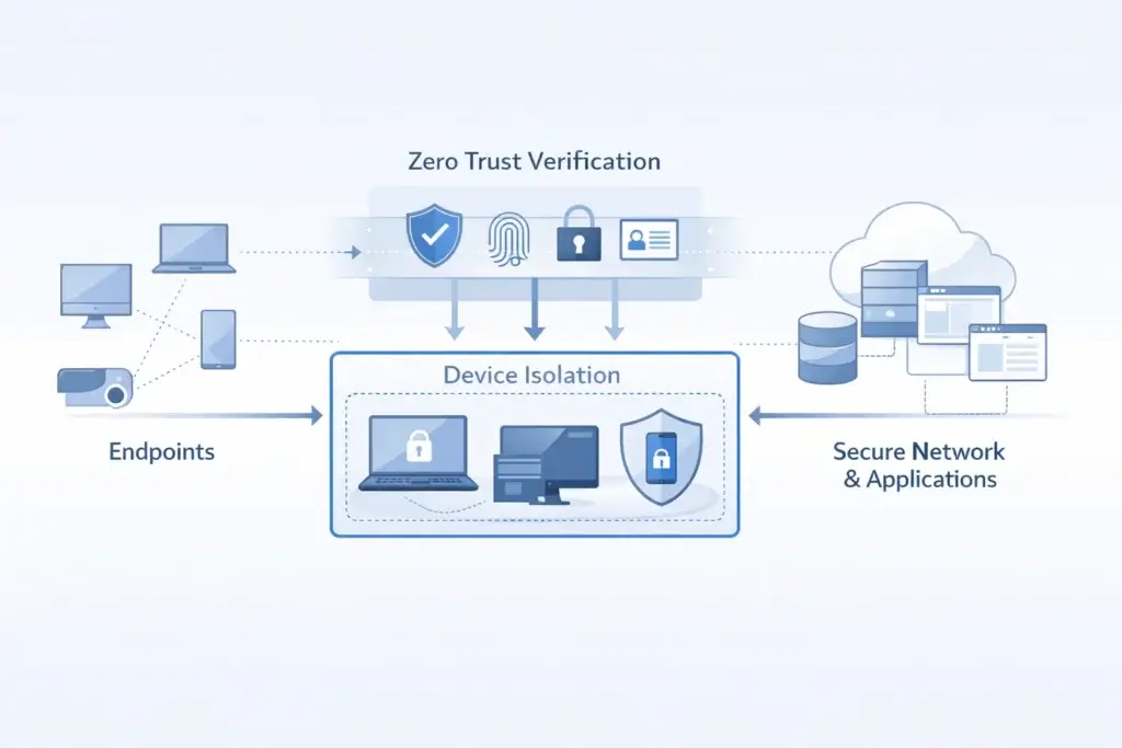 Zero trust security architecture with next generation antivirus endpoint isolation