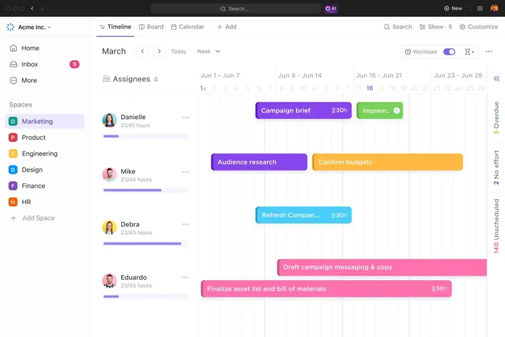 ClickUp Timenline - simplified