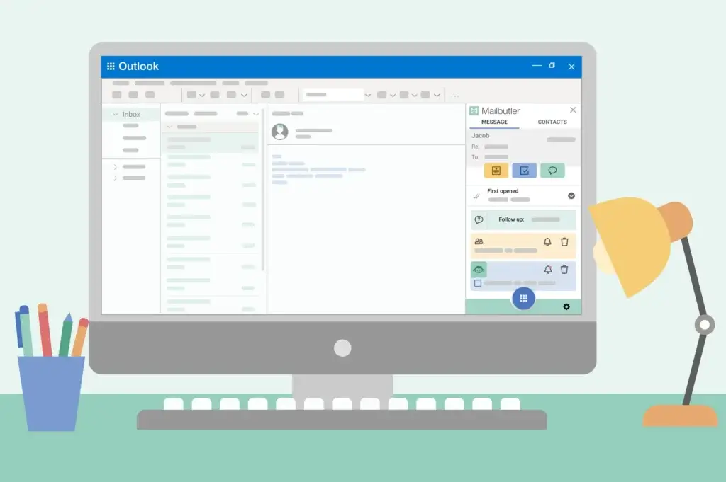 Mailbutler interface inside Outlook with email productivity tools