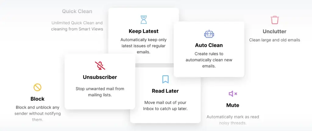 Clean Email features for automation and inbox organization