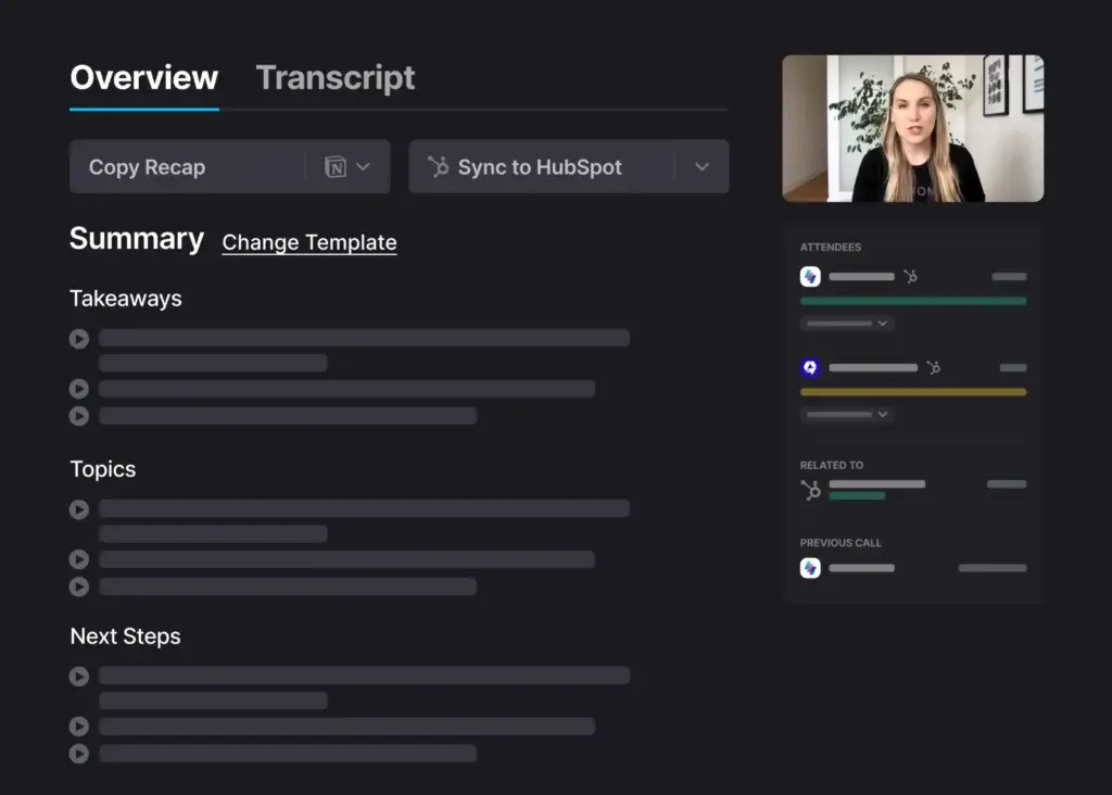 Fathom meeting transcript with highlights and speaker-labeled discussion sections