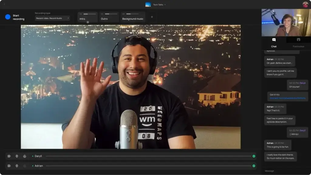 Zencastr remote podcast recording interface with multi-track audio