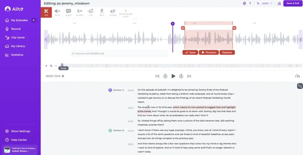 Alitu call recorder interface for remote podcast interviews