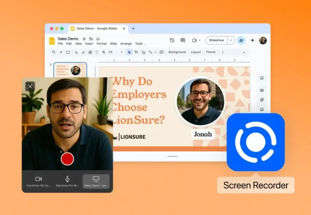 Descript screen recorder with webcam and presentation