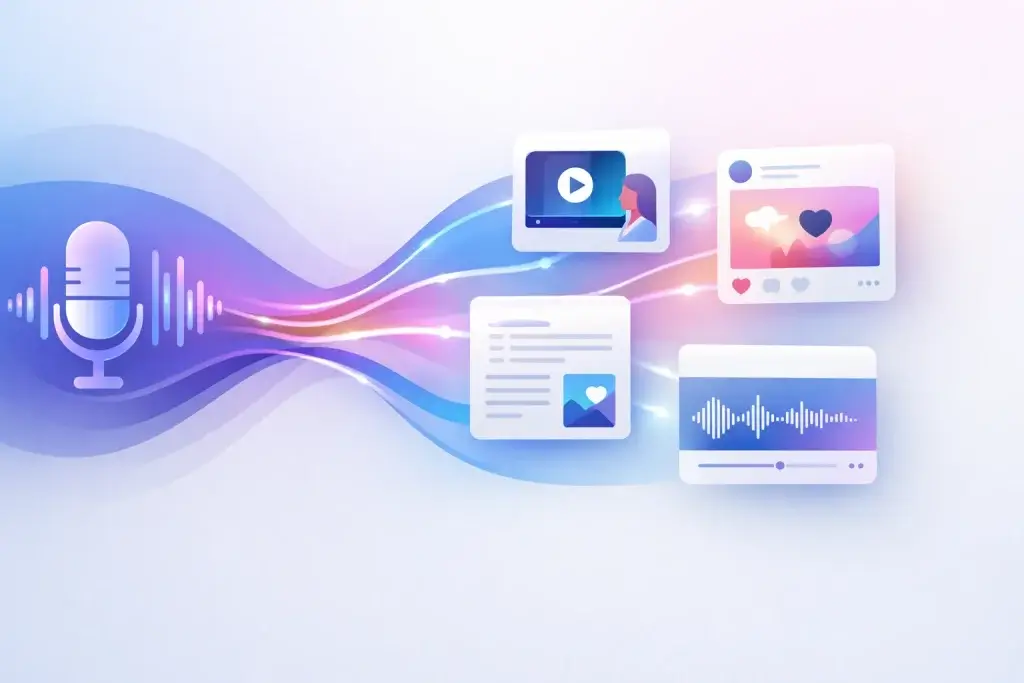 Podcast content repurposing into social media and video clips