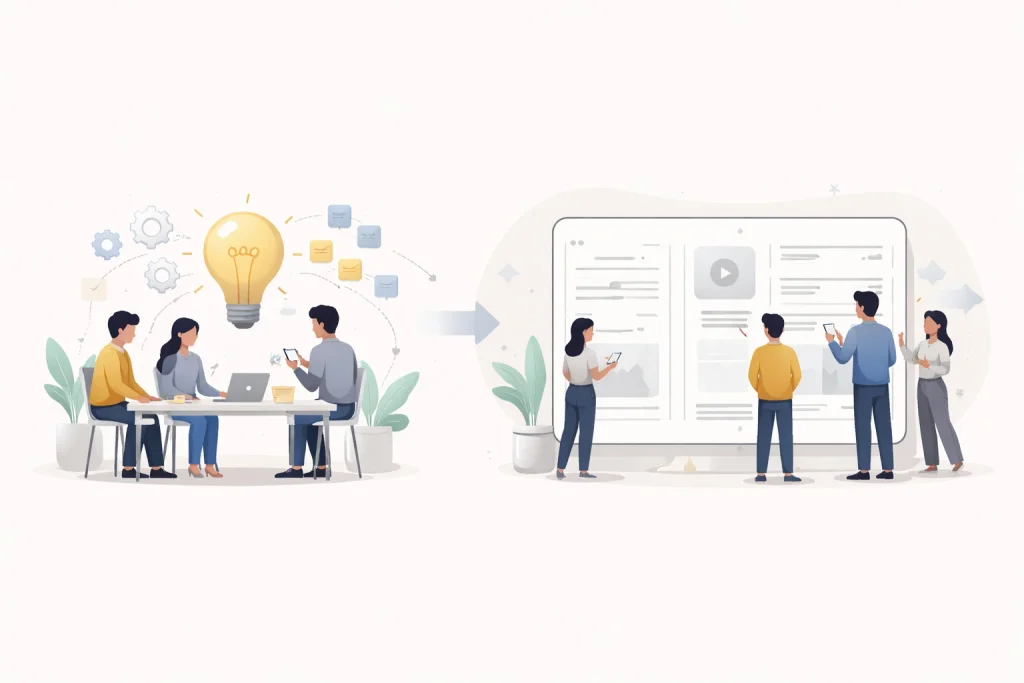 Ideation to prototype workflow from brainstorming to clickable UI