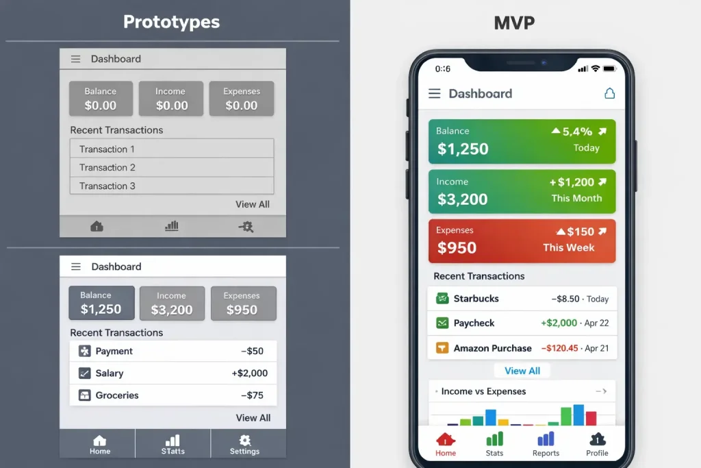 Prototype vs MVP stages in product development