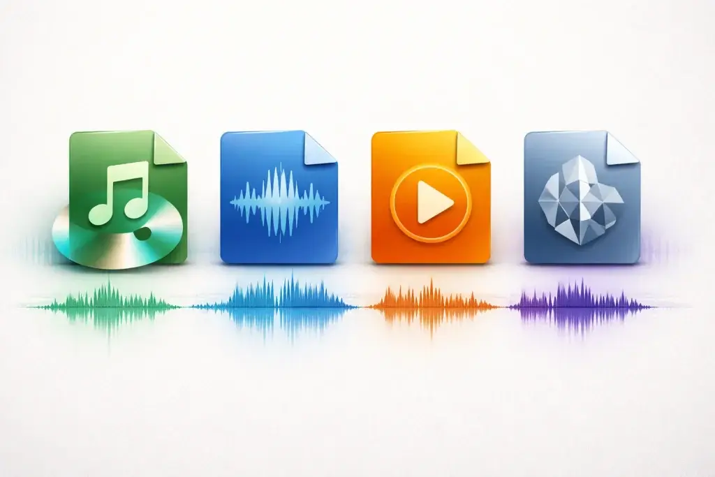 Visual comparison of common podcast audio file formats