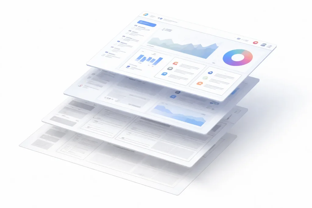 Low-fidelity wireframes evolving into high-fidelity prototype