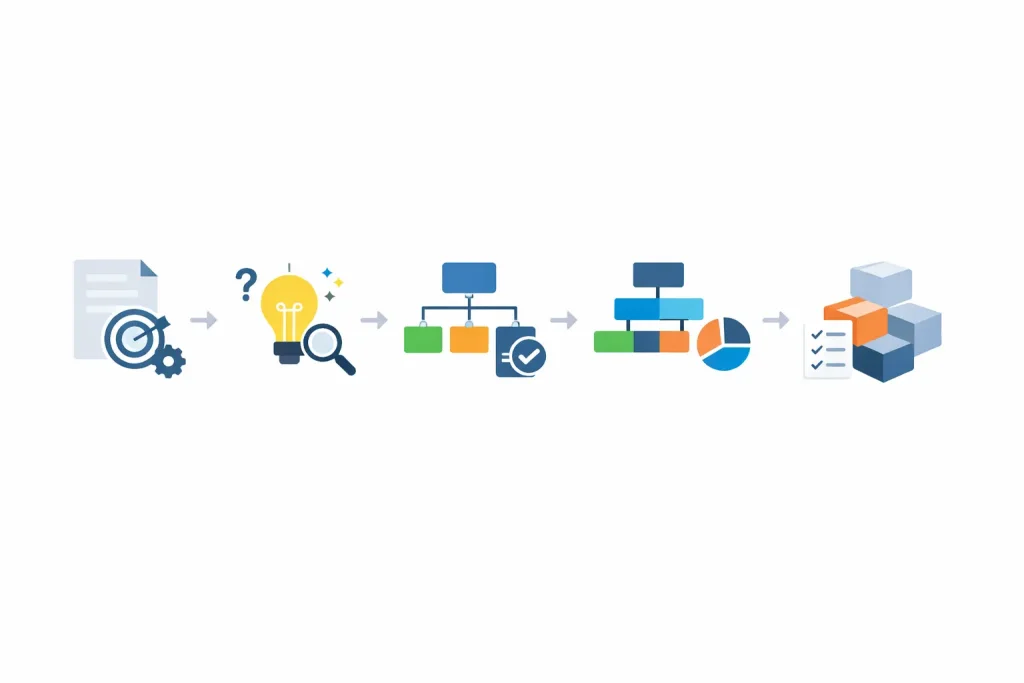 Steps for creating a work breakdown structure from scope to tasks