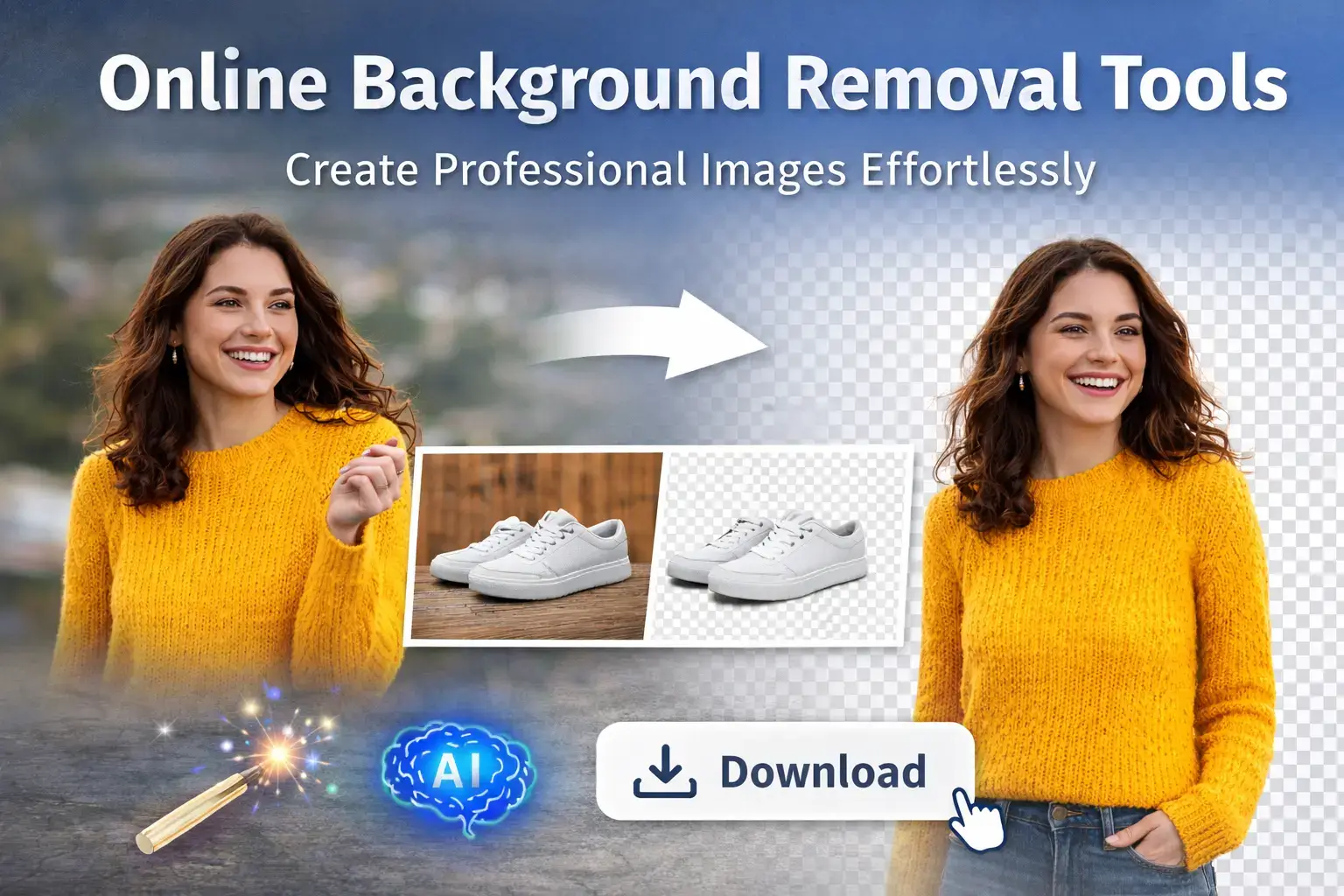 Online background removal example showing a subject isolated from the background