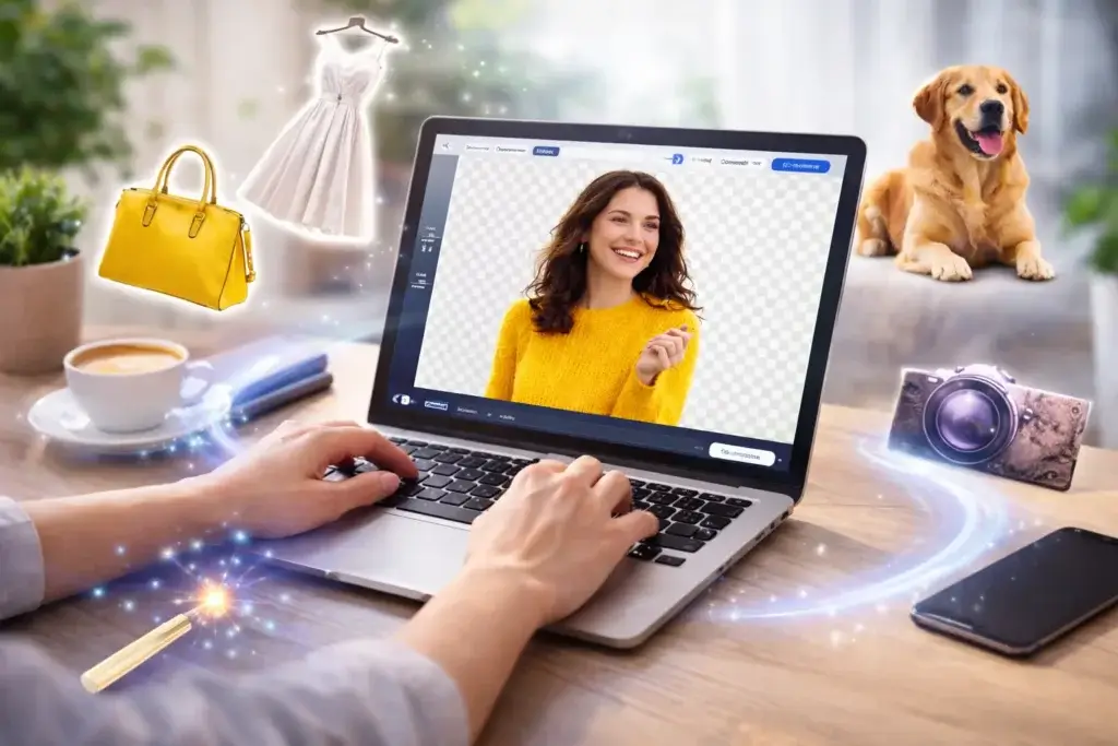 Using an online background removal tool to isolate images for digital projects