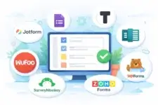 Comparison of top online form builders including Jotform, Typeform, Google Forms, SurveyMonkey, Zoho Forms, and WPForms