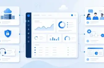 Business IT solutions dashboard showing cloud, security, ITSM, automation, and collaboration