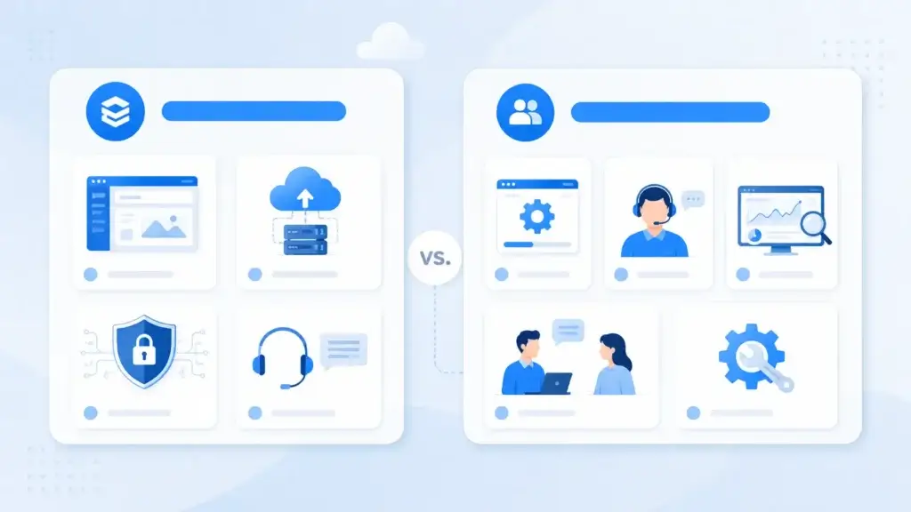 Comparison of IT solutions and IT services for business technology management