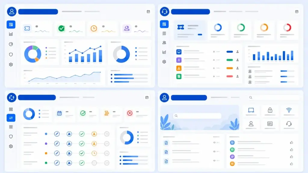 ITSM reporting dashboard examples for executives, service desk managers, change managers, and self-service teams