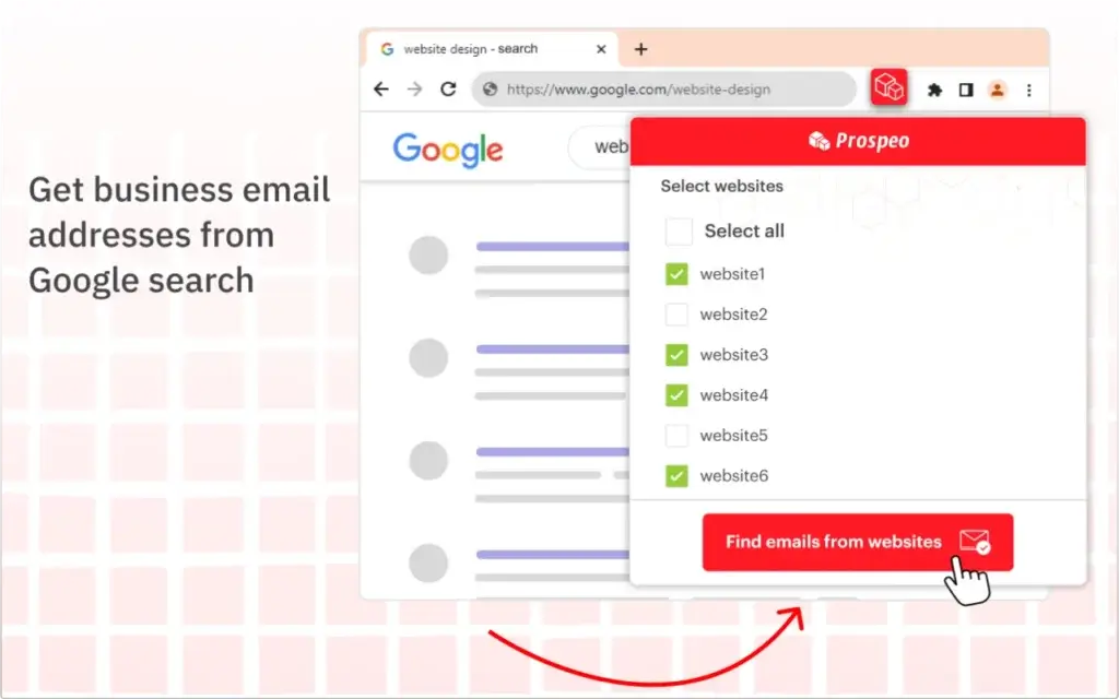 Prospeo Chrome extension finding verified business emails from web pages