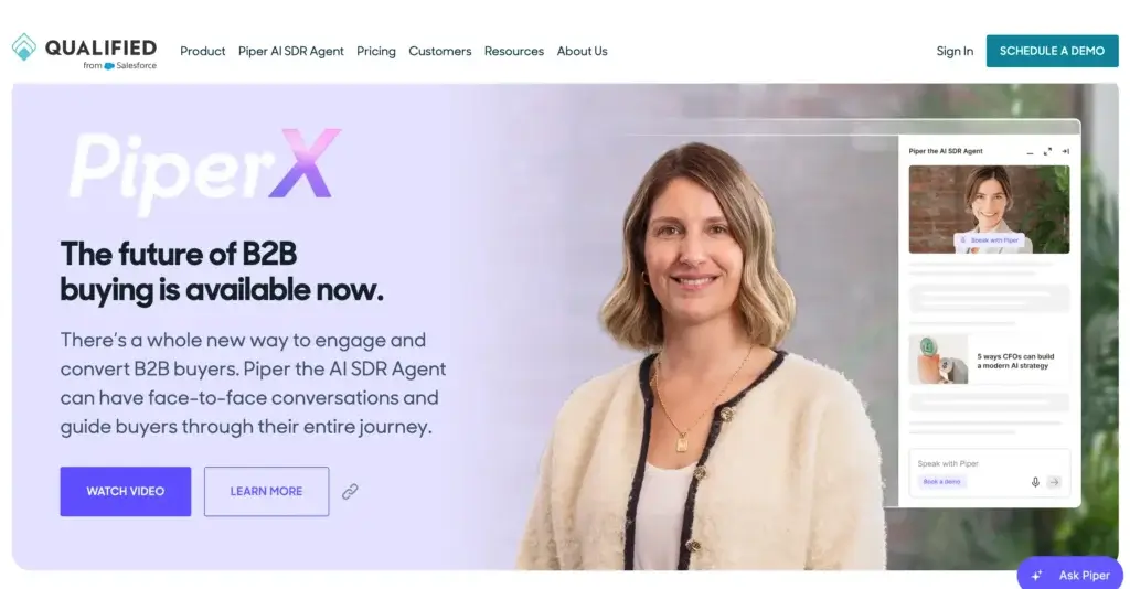 Qualified website chat and inbound lead engagement interface
