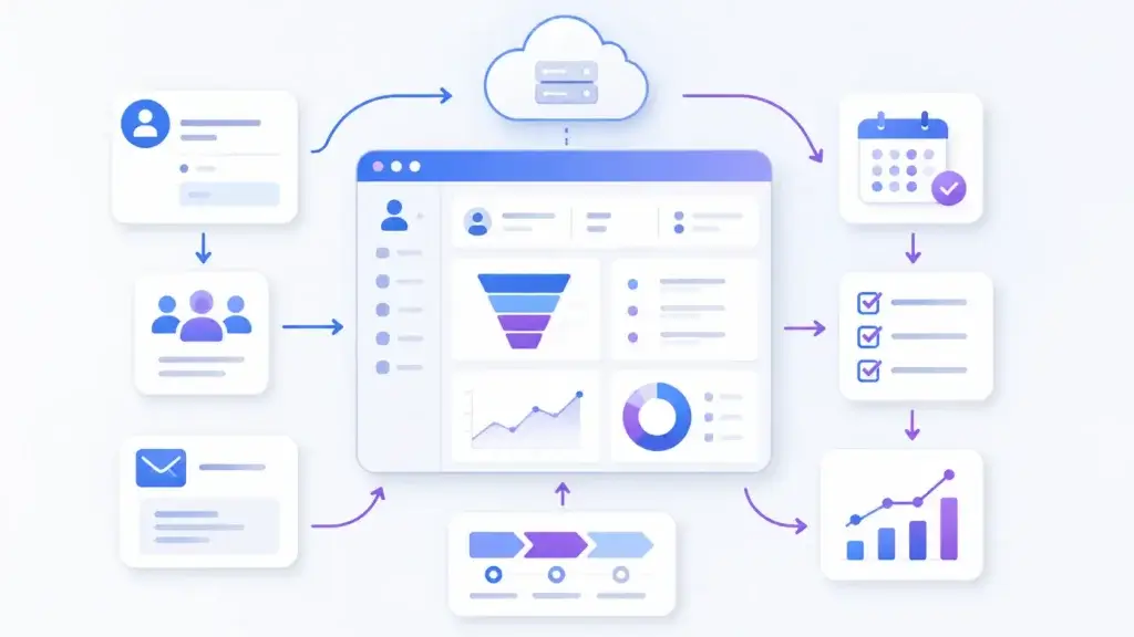 Cloud CRM automation workflow for leads, tasks, and follow-ups
