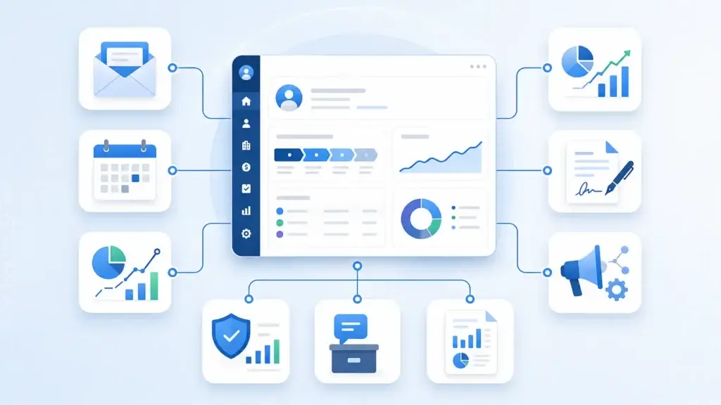 Financial advisor CRM integration hub connecting email, planning, portfolio, and compliance tools