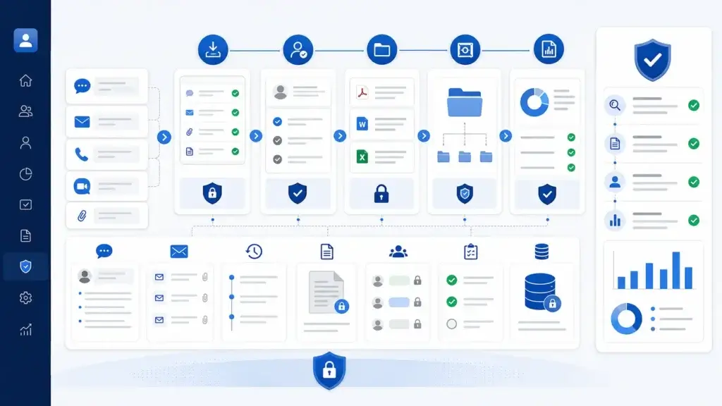 Financial advisor CRM compliance workflow with audit trails, archiving, and secure records