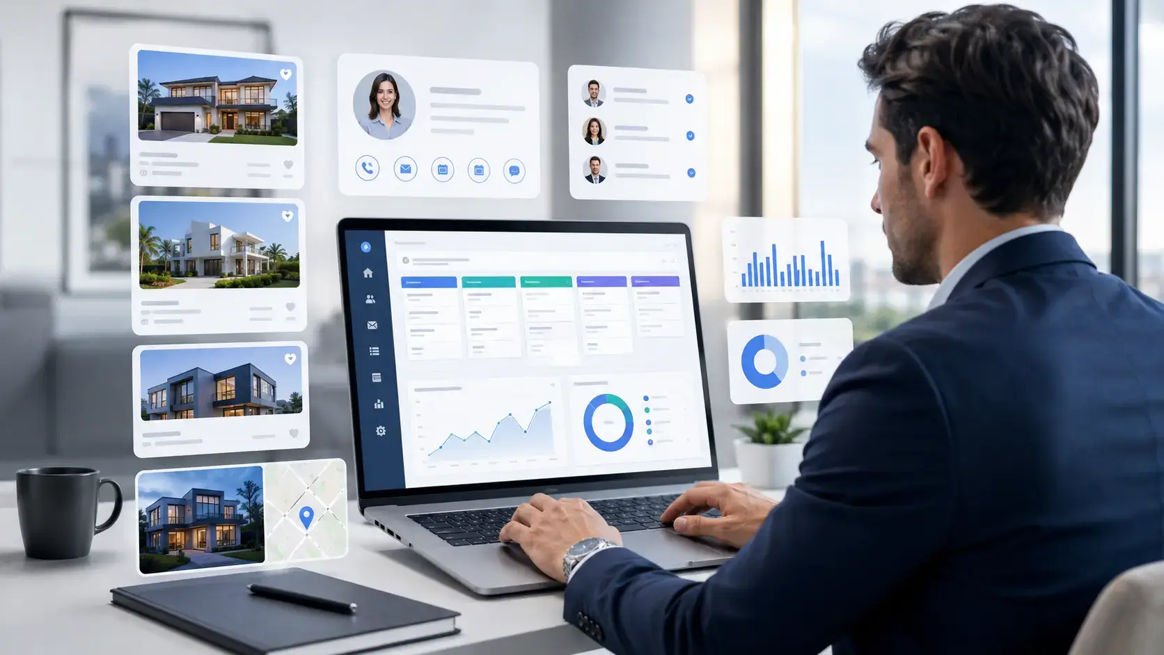 Real estate agent comparing CRM tools and lead pipelines
