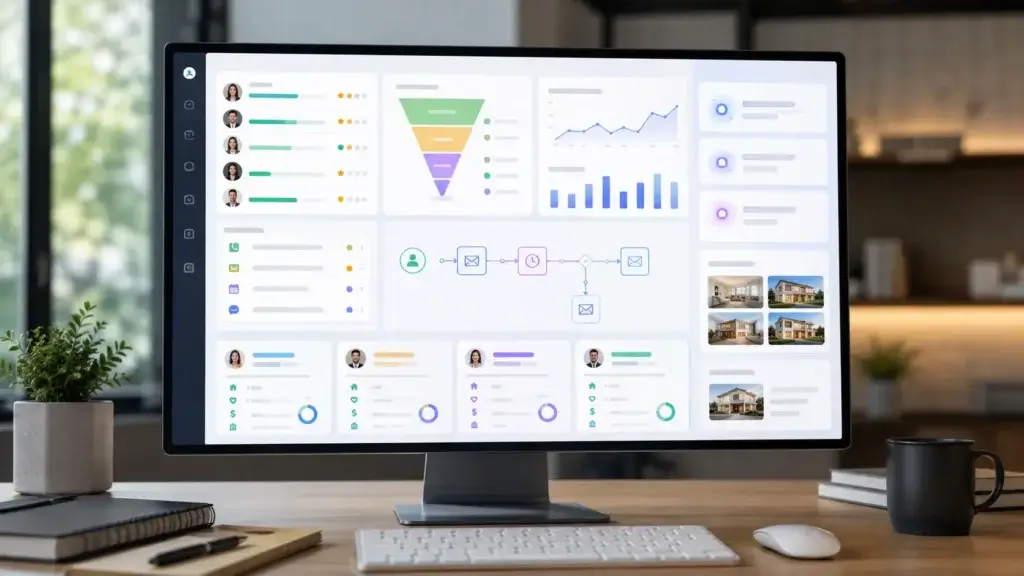 Real estate CRM lead pipeline with deal stages
