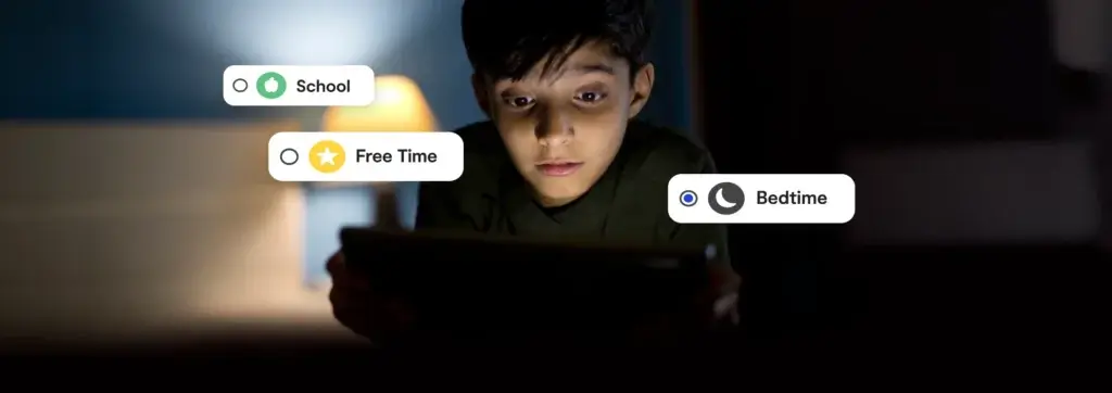 Bark parental controls showing school, free time, and bedtime screen time modes for kids