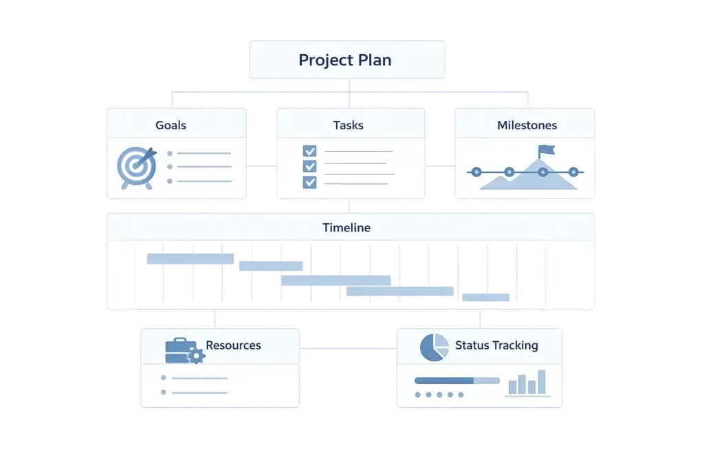 project plan template structure with tasks milestones and timeline