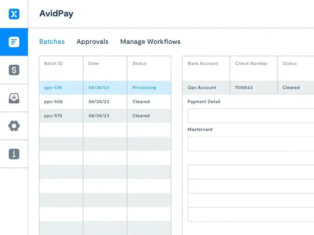 AvidPay payment automation dashboard for supplier payments