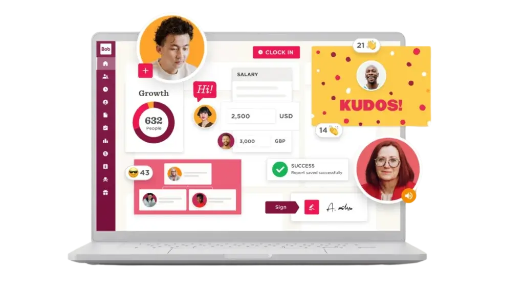 HiBob HR dashboard with analytics, compensation, and employee engagement tools
