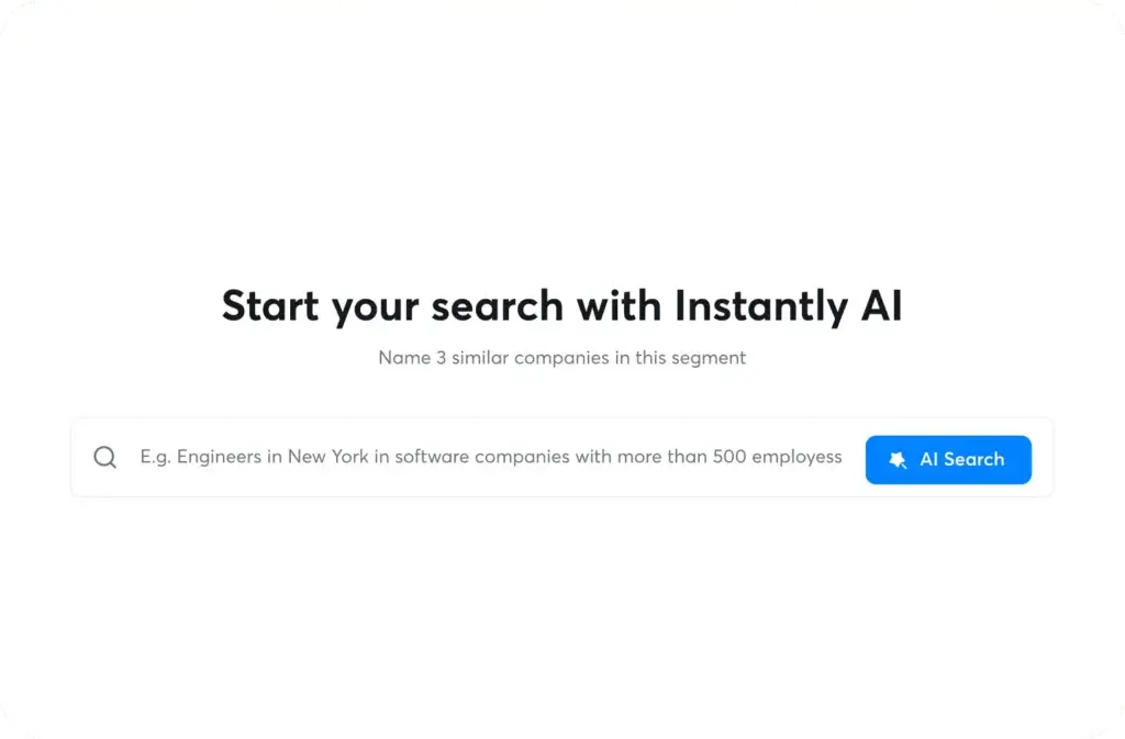 Instantly.ai AI lead search interface for finding B2B prospects by role, location, and company criteria