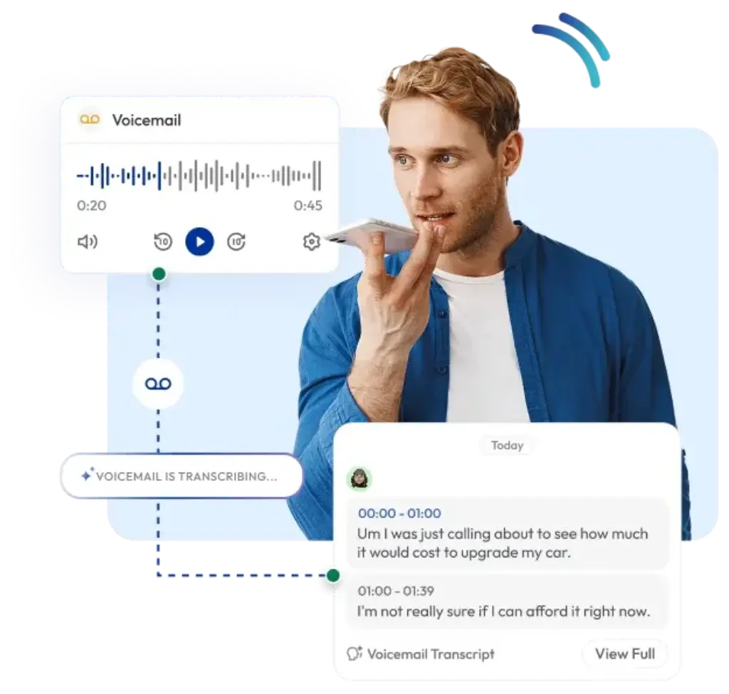 Calilio voicemail transcription feature converting voice messages into readable text