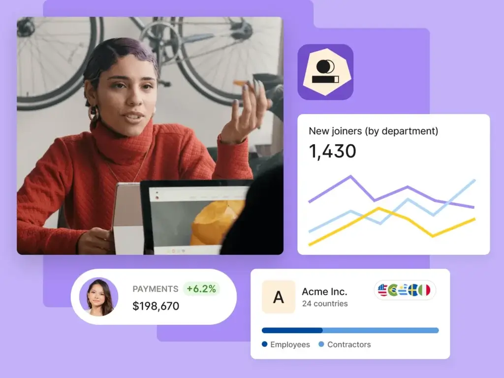 Deel platform for global payroll, HR analytics, and contractor management