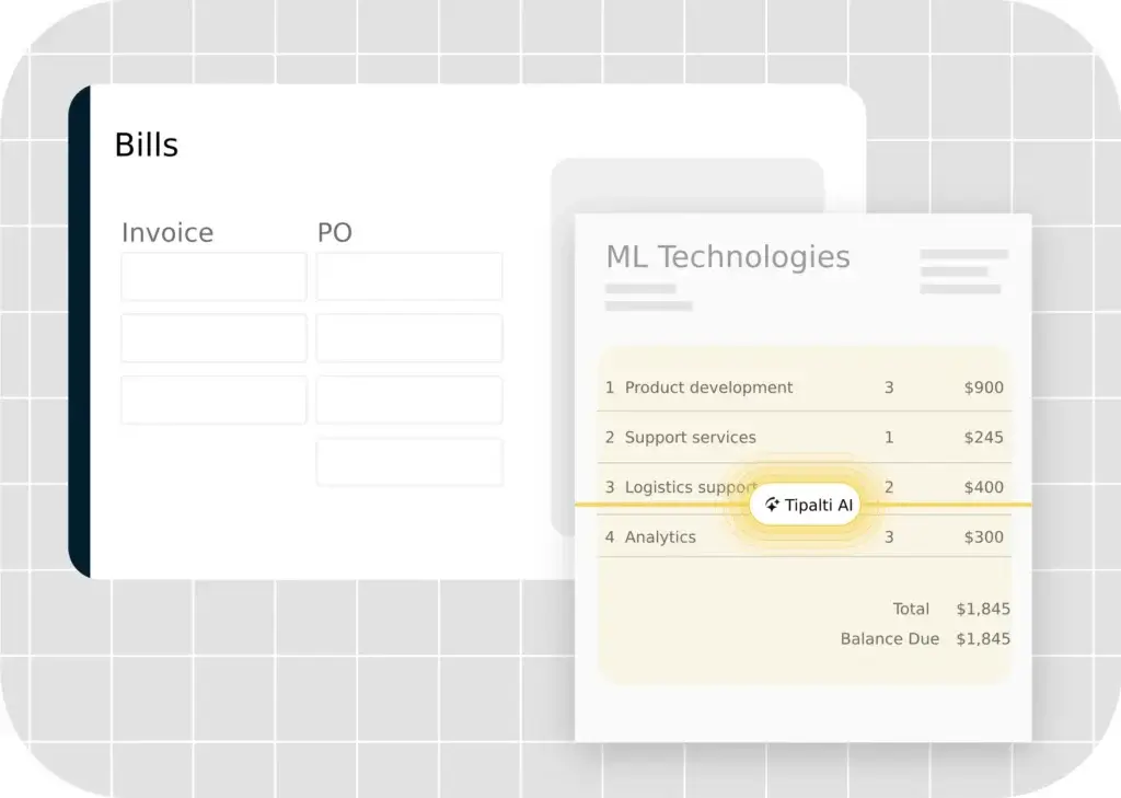 Tipalti AI invoice processing dashboard for automated accounts payable
