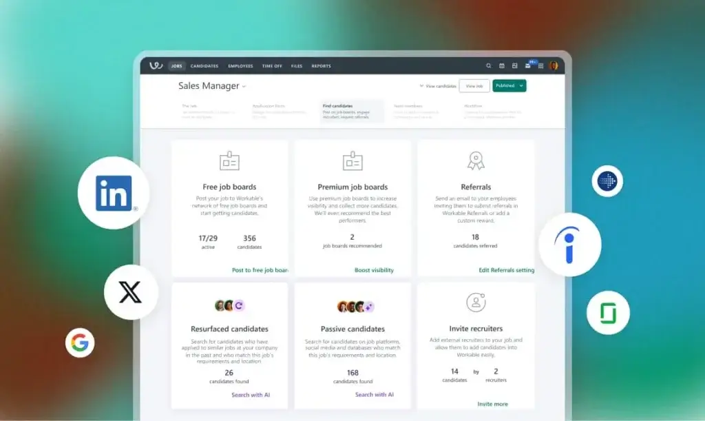 Workable sourcing tools for job boards, referrals, and passive candidates