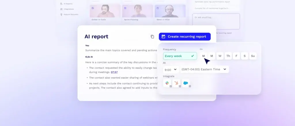 tl;dv AI reports for recurring meeting insights