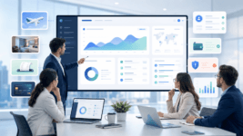 Finance team reviewing travel expense management dashboard