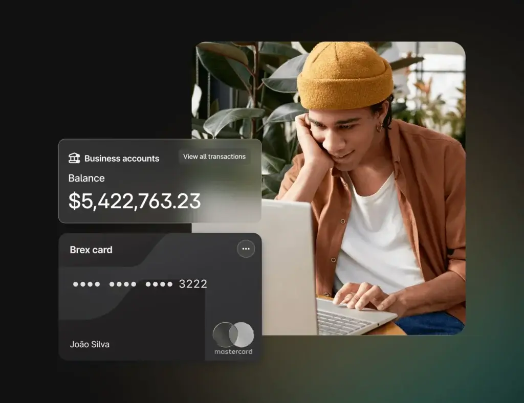 Brex corporate card with business account balance and card management view